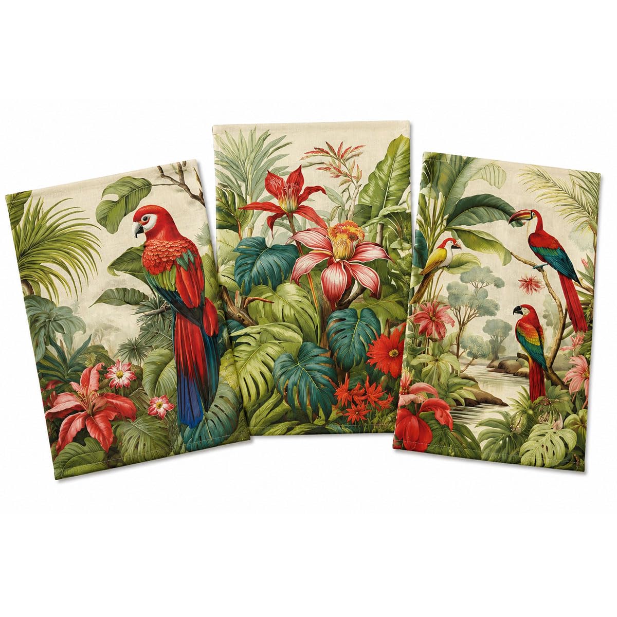 Torchons Jungle Tropicale Stof grand format 50x70 cm en coton imprimé végétal résistant