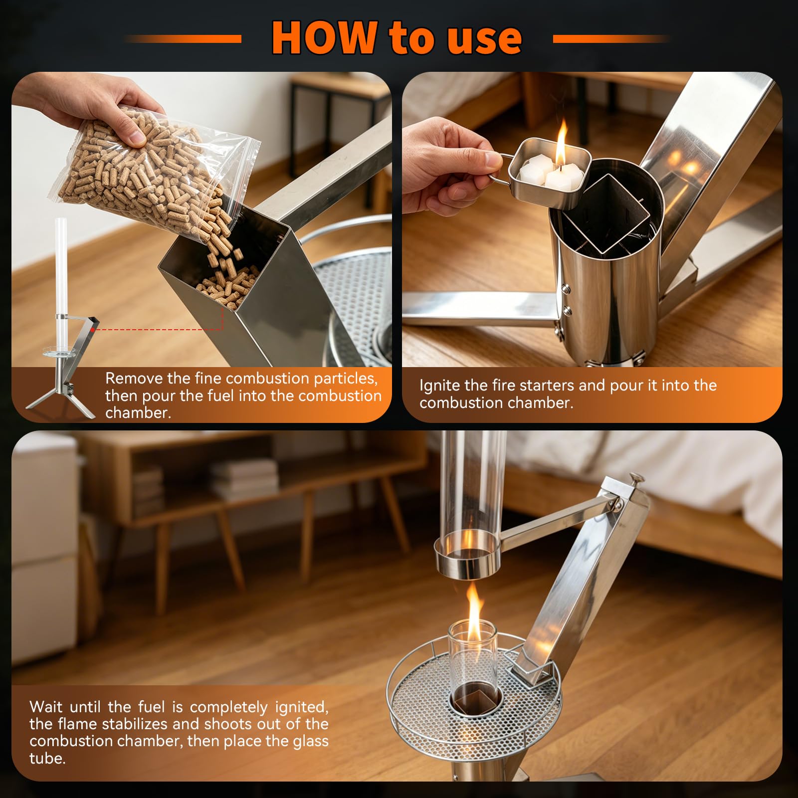 Stufa a pellet di legno da 127 cm, resistente stufa a razzo e braciere a pellet, riscaldatore a pellet di legno senza fumo, riscaldatore a pellet per patio, terrazza e feste