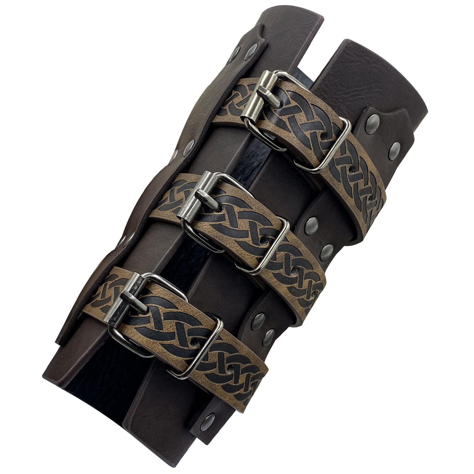 HiiFeuer Mittelalterliche Vintage Kunstleder Armschienen,Retro Schnallenverschluss Söldner Armschützer,Kostüm Ritterstulpen