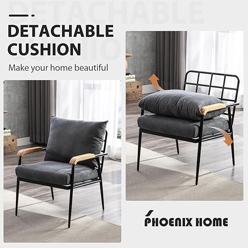 Miniatura 3 de Phoenix Home Sillas modernas de mediados de siglo, gris