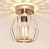 Hallway Ceiling Lights Crystal Lighting, Gold Samll Chandelier Modern Semi Flush Mount Ceiling Light Fitting for Entryway, Hall, Kitchen, Entrance, Bathroom [Energy Class A]