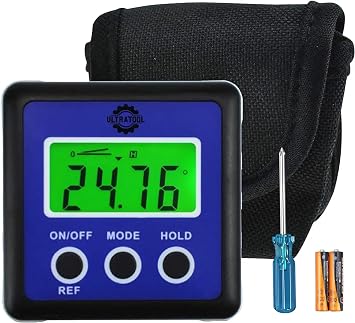Digital Angle Finder with LCD Display   Magnetic Base, Waterproof Inclinometer Bevel Gauge   Includes 2 Extra Batteries