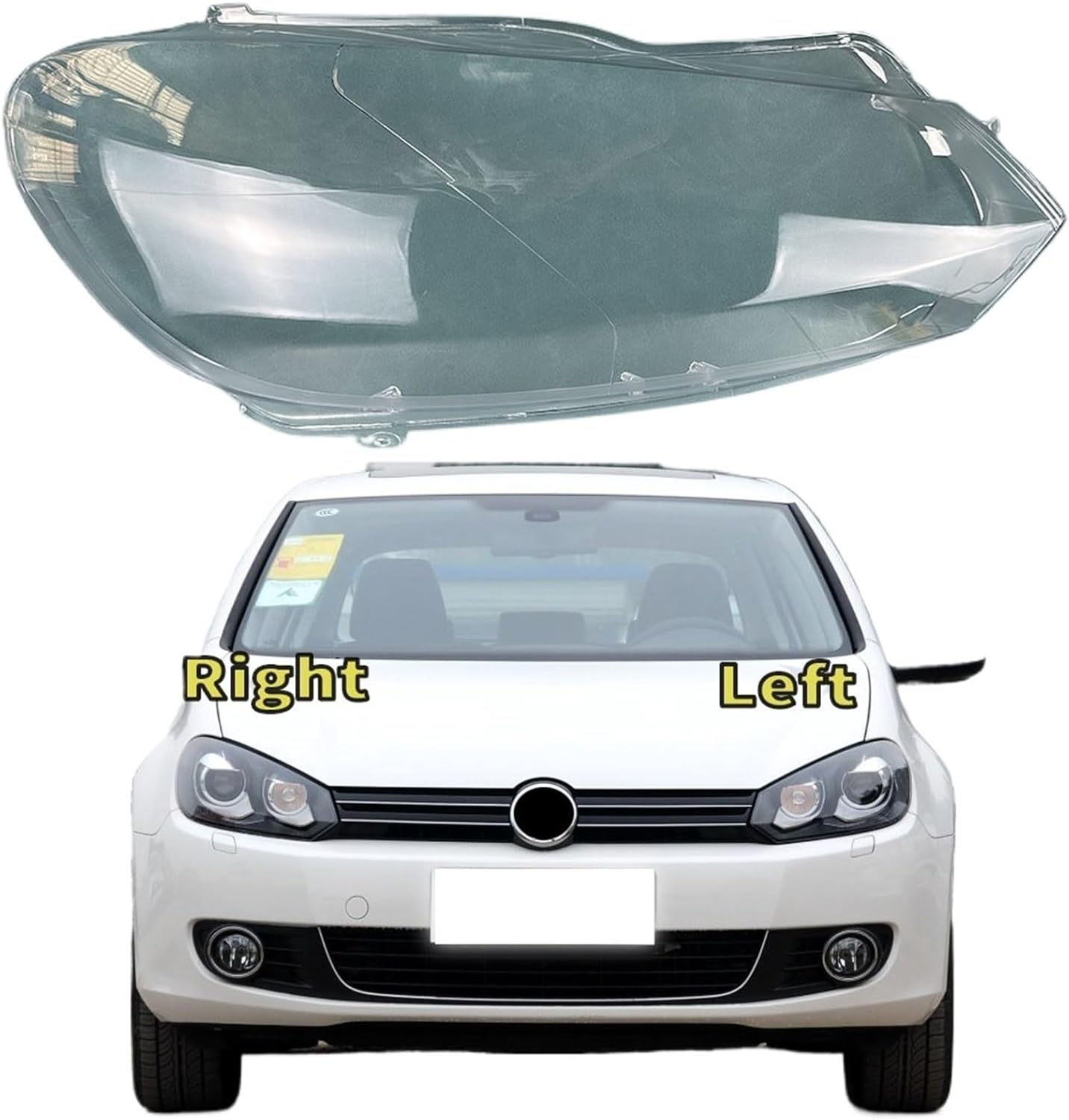 Compatible for Volkswagen for VW for Golf 6 for Xenon GTI 2010-2013 High Car Headlight Cover Lampcover Lampshade Lamp Glass Lens Case Auto Light Caps(High Left)
