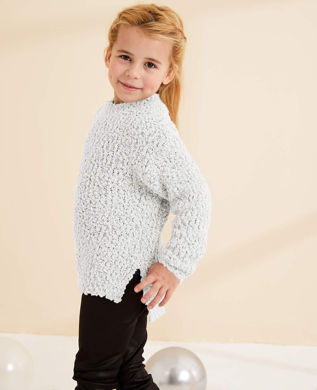 GAMISOTE Girl's Fuzzy Warm Sweater Crew Neck Chunky Side Slit Jumper Pullover Outwear - Image 3