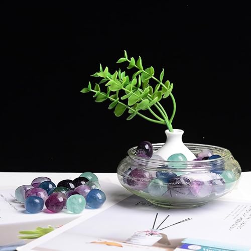 Miniatura 6 de Piedras de cristal pulidas naturales de 2 libras, canicas de vidrio decorativas para relleno de jarrón, rocas para plantas de interiores, grava de