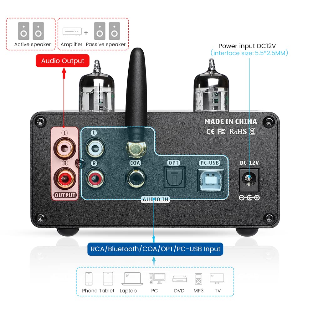 AIYIMA T10 JAN5654 Tube Vacuum Preamplifier Audio Decoder Bluetooth 5.0