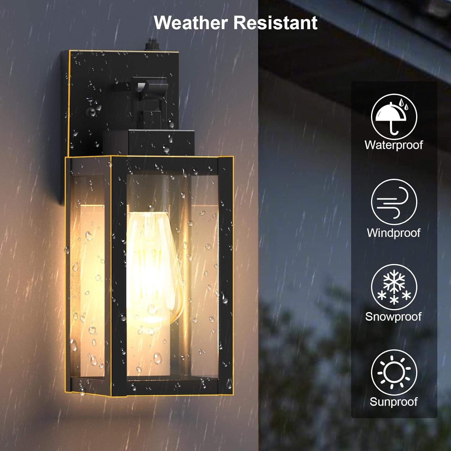 LTBLIGHT Dusk to Dawn Outdoor Lighting, Vintage Black-Gold Security Front Porch Light Fixtures, Waterproof Exterior Wall Lanterns for House, Entry, Backyard, Patio, 100-120Vac