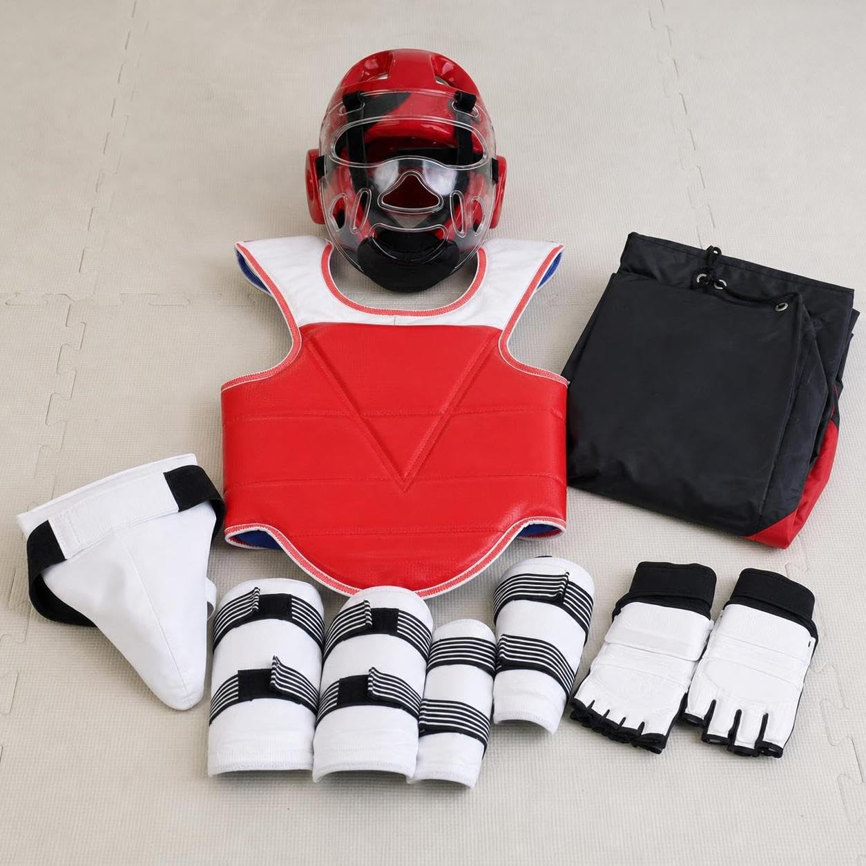 Protección para Sparring y Artes Marciales, Protección , para Rendimiento , Conjunto de Ocho Piezas de patrón Liso para Mujer , XS