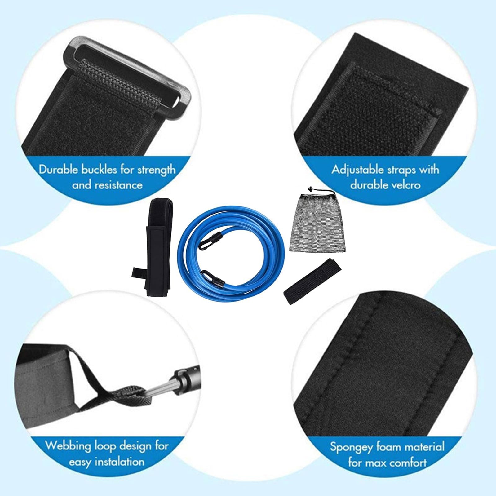 Cintura Da Nuoto Con Elastico 4m - Allenamento In Piscina Per Adulti E Bambini, Regolabile