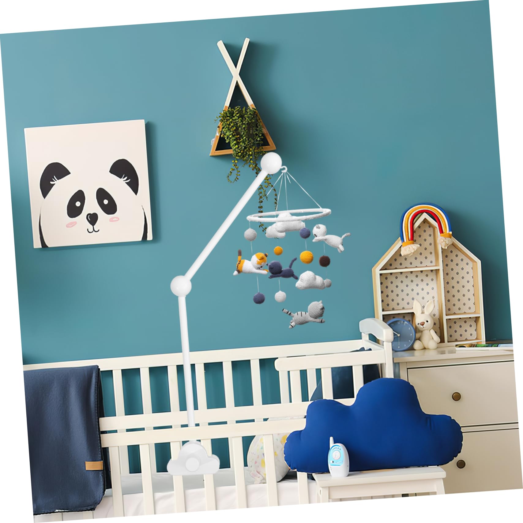 Kisangel Mobile-Halterung Aus Holz Für Kinderbett Mobile-arm Mit Wolken-Design Zubehör Für Babybett Dekoration Für Kinderzimmer Einfach Zu Montieren