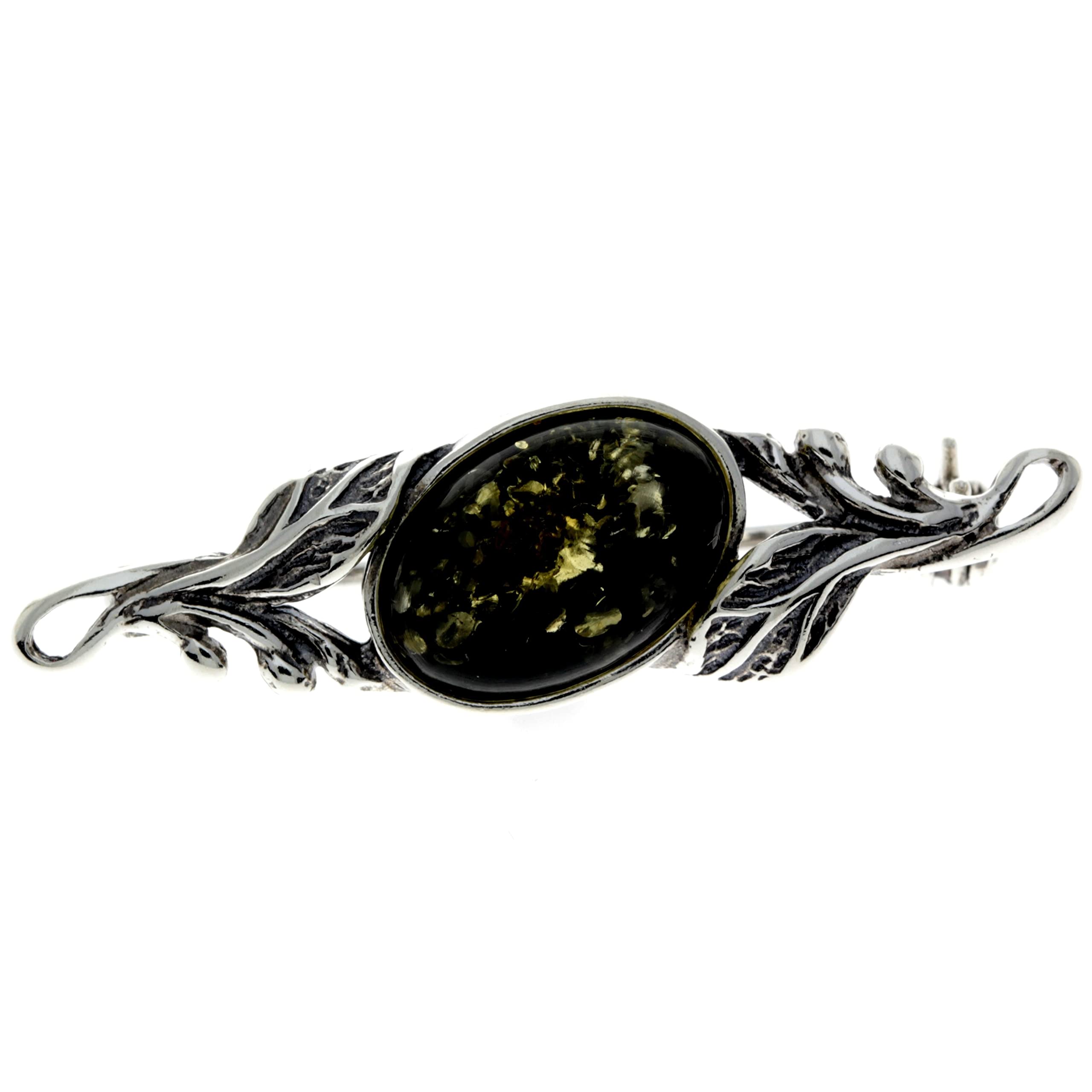 SilverAmber Jewellery - 925 Sterling Silber & echter baltischer Bernstein klassische Brosche 4022