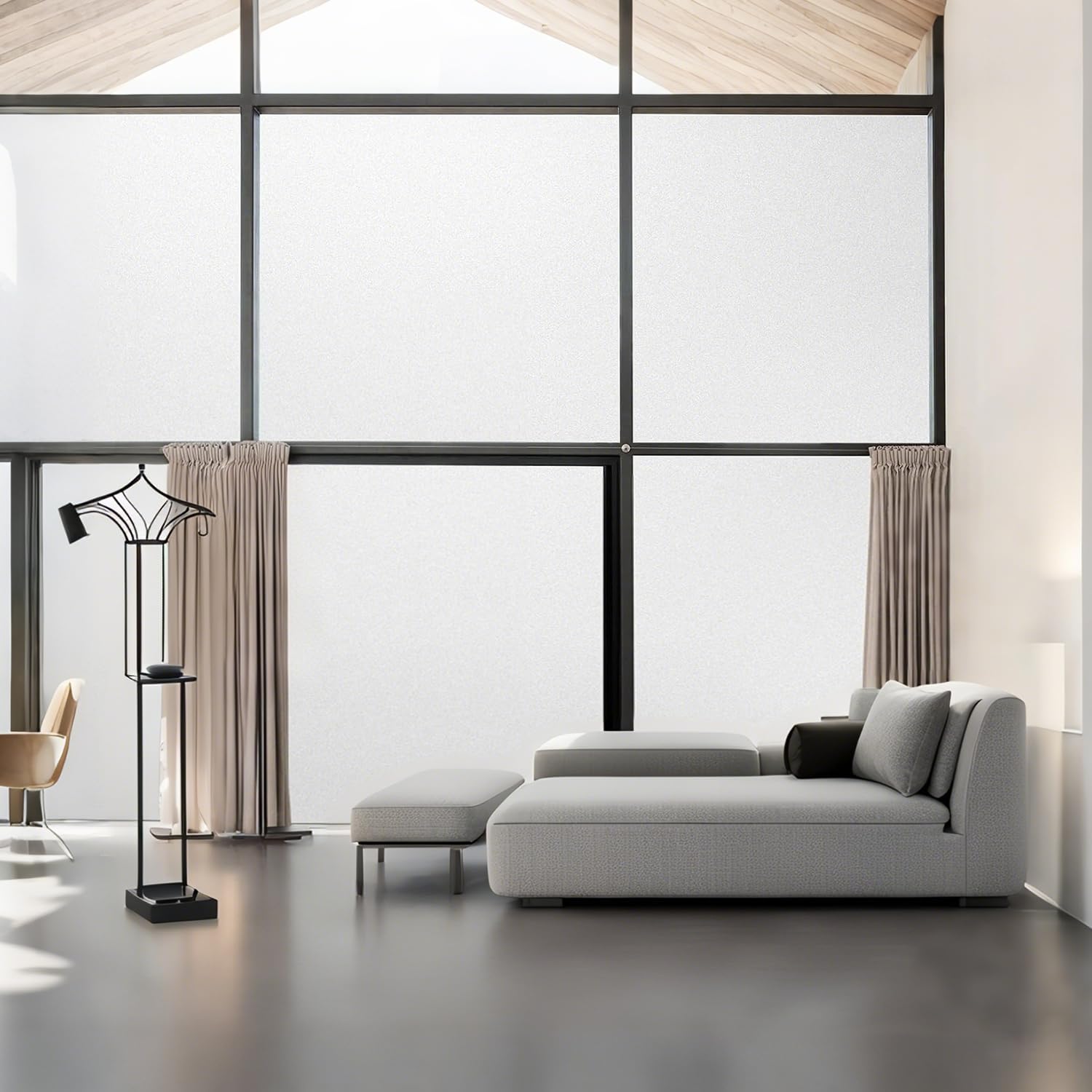 Frosted Privacy Window Film Static Cling Glass Sticker Non Adhesive No Glue Removable Vinyl UV Blocking Heat Control Window Covering for Home Bathroom Office Kitchen (23.6x157.5 Inch)