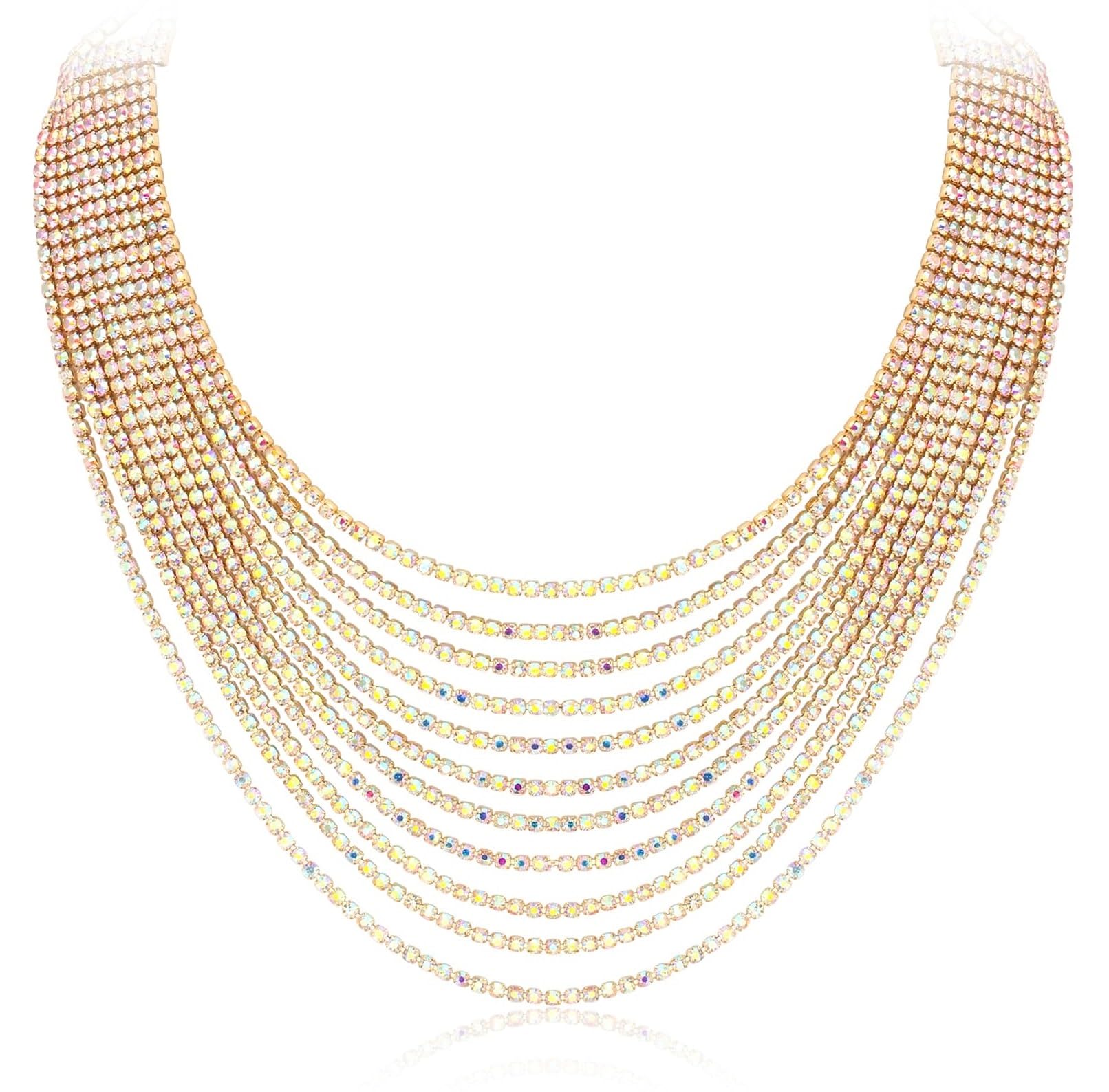 VAMA FASHIONS Adjustable Stone Trendy Neckless Boho Layers Tassel Crystal Rhinestones Jewellery Western Neck Necklace Set for Women & Girls (Silver Necklace Chain) (B0D2L3D2VT) Amazon Price History, Amazon Price Tracker