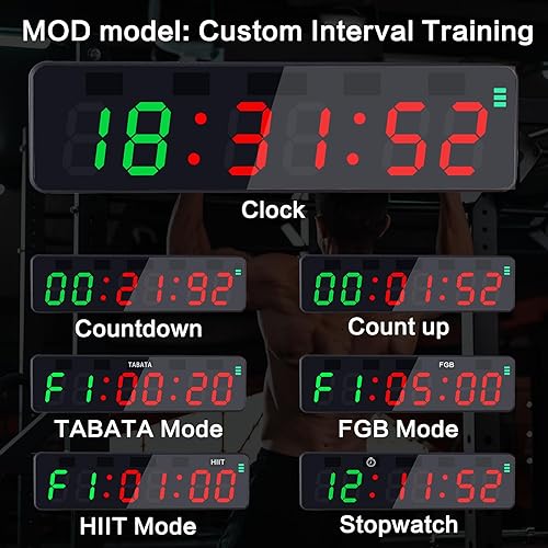 Miniatura 3 de PELLOR Reloj portátil con temporizador de gimnasio, temporizador de intervalos de entrenamiento con potente imán y llave de acceso directo,