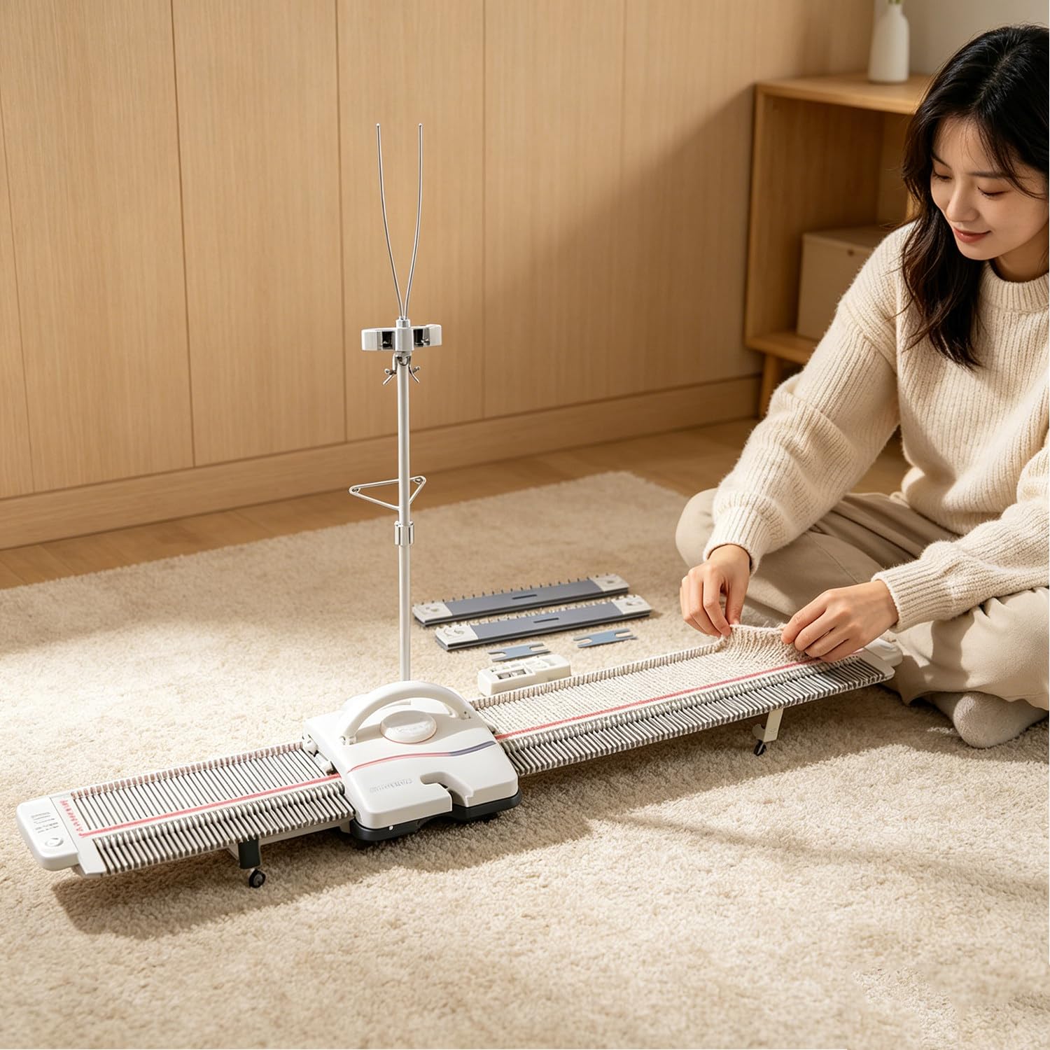 DHMYDPDZ Knitting Machine, LK150 6.5mm Mid Gauge 150 Stitches Portable Plastic Domestic Smart Weaving Set, Easy to Make Scarves and Hats, Perfect for Scarf, Hat & Sweater, Easy Home Crafting