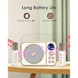 Kids Karaoke Machine, Portable Bluetooth Speaker with 2 Wireless Microphones, Mini Karaoke Machine-White Elephant Gifts | Christmas Stocking Stuffer | Gifts for 4-13+ Years Old Girls Boys(Big White)