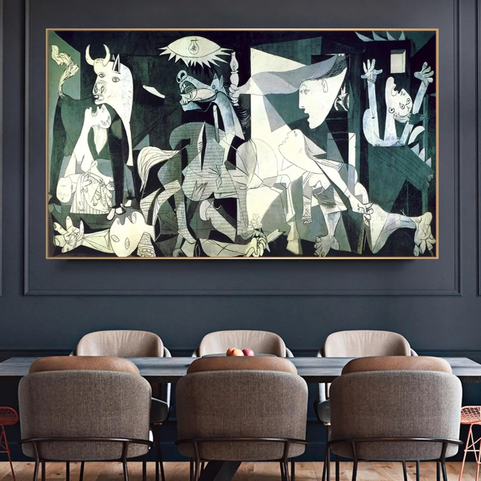 Picasso Pintura famosa Guernica Reproducciones Arte en lienzo Modernismo abstracto de gran tamaño Cuadro de pared Decoración del hogar 100x200cm/39x79in Sin marco