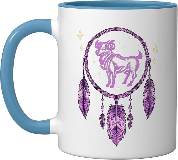 Aries Zodiac Sign Ceramic Mug, Blue/White
