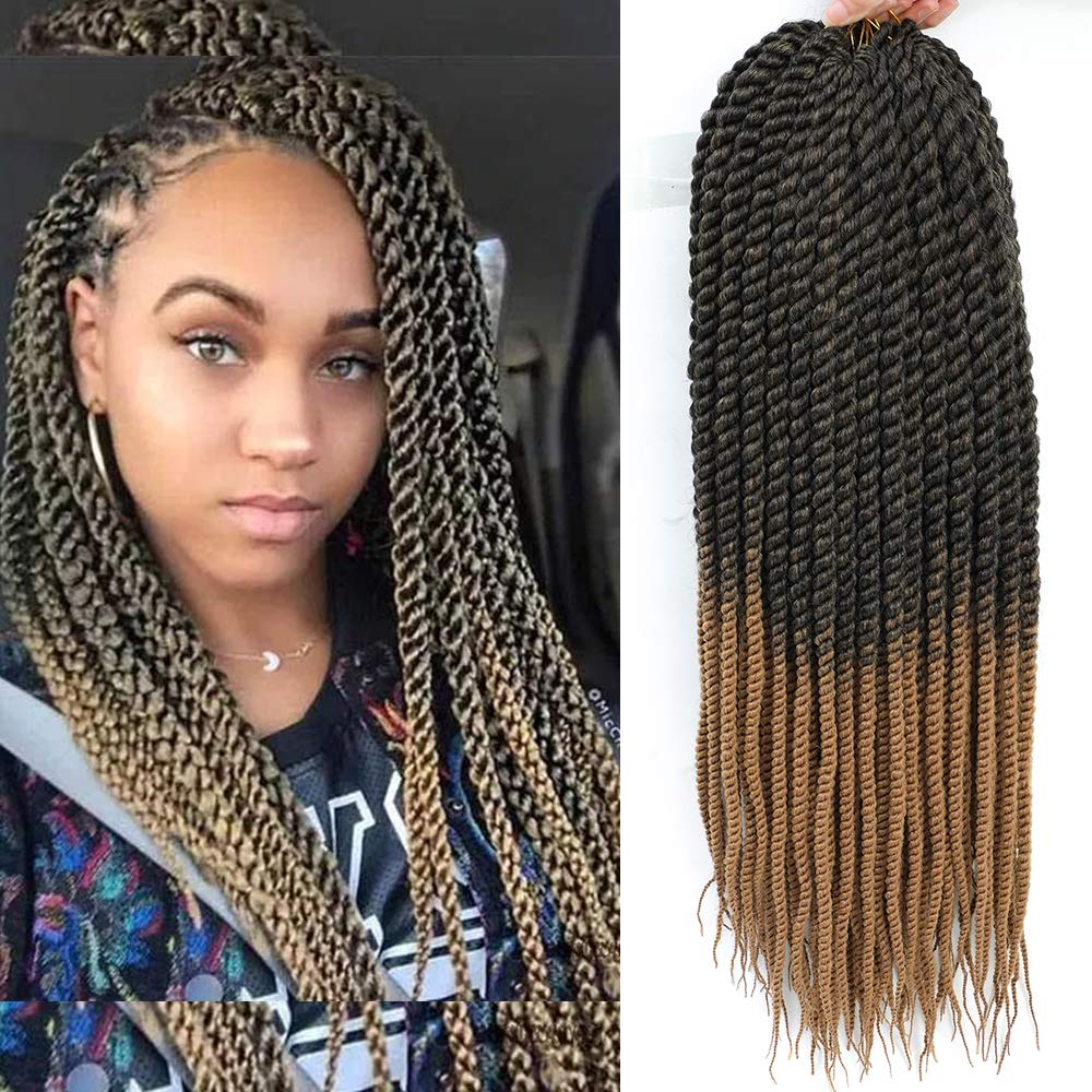 Senegalese Crochet Twist Hair 18 Inch Bestlove Havana Twist Crochet Hair 6 Packs Straight Crochet Hair for Black Women Kids Jumbo Twist Crochet Hair Extensions 13Roots/Pack (18inch, T27)
