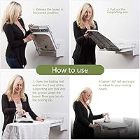 Vista 6 de Tabla de planchar montada en la pared, tabla de planchar retráctil giratoria de 180° con cubierta de 38.7 x 11.8 pulgadas, mesa de planchar de ropa