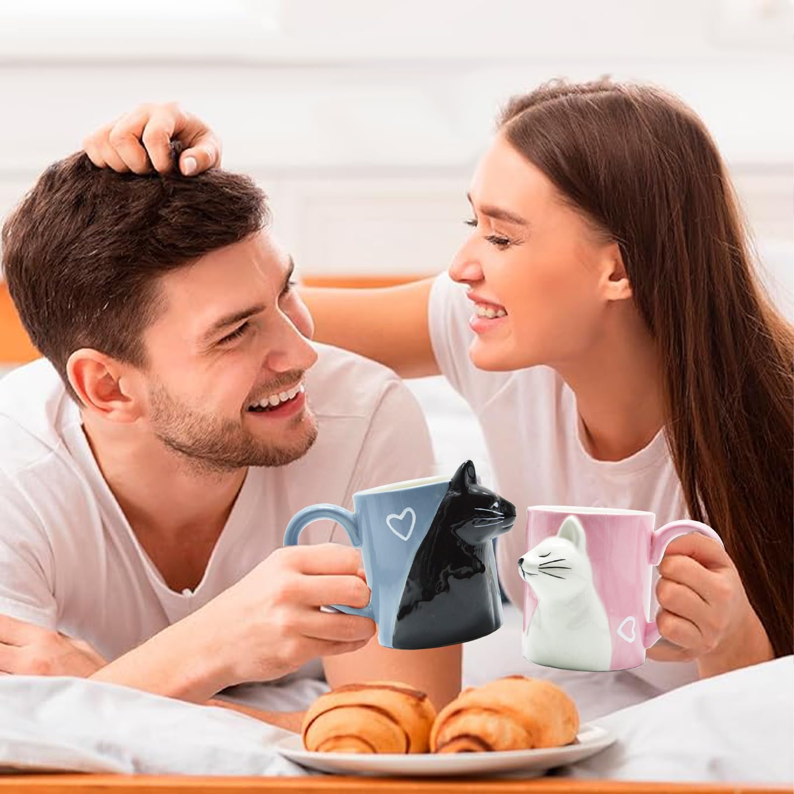 Bacio Gatto Tazze di ceramica tè caffè Regalo per la sposa Fidanzamento Nozze Coppie sposate Anniversario