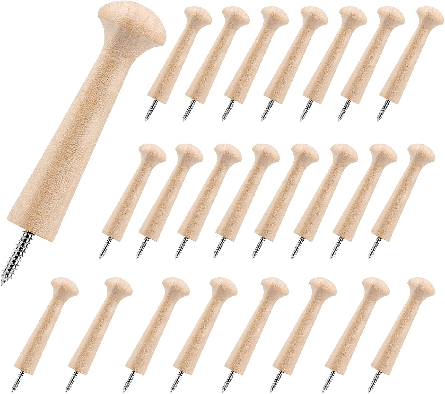 24 Pieces Wooden Shaker Peg 2.9 Inch Long Wood Wall Mounted Screwon