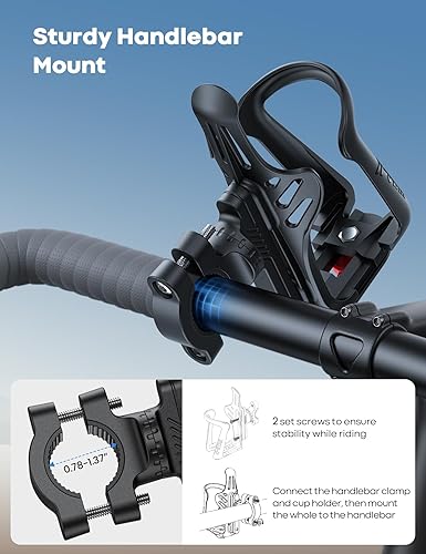 Miniatura 6 de Lamicall Soporte para botella de agua para bicicleta, para botellas de 1.9 a 2.8 pulgadas de diámetro, para manillar y marco, soporte para tazas de