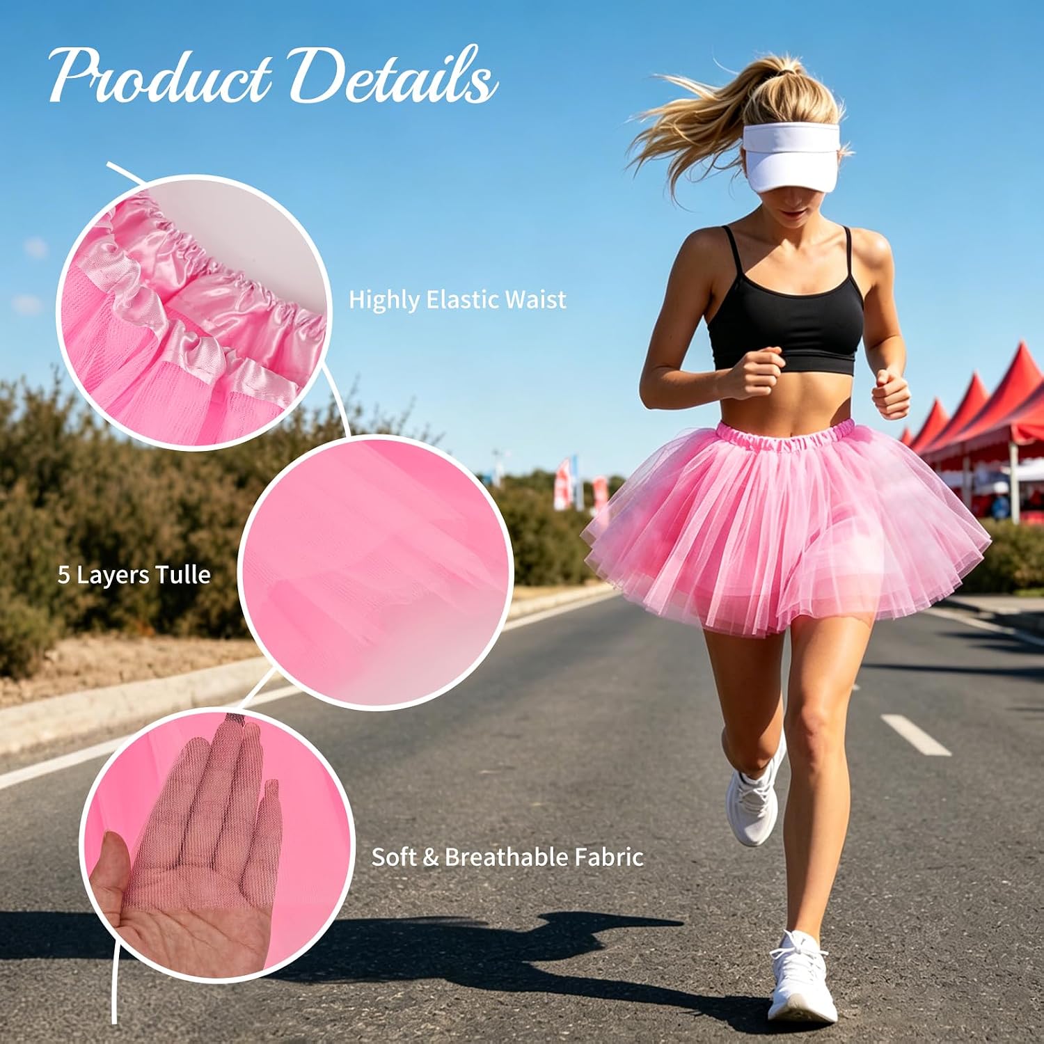 Tutu Skirts for Women 5 Layers Tulle 6Pcs Tutu for Running Dance Themed Party
