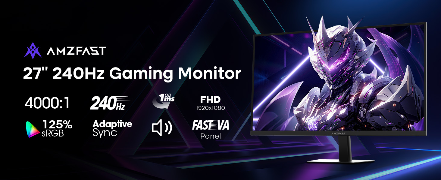 Amazon.com: Amzfast 27 Inch 240Hz Gaming Monitor, FHD Fast VA