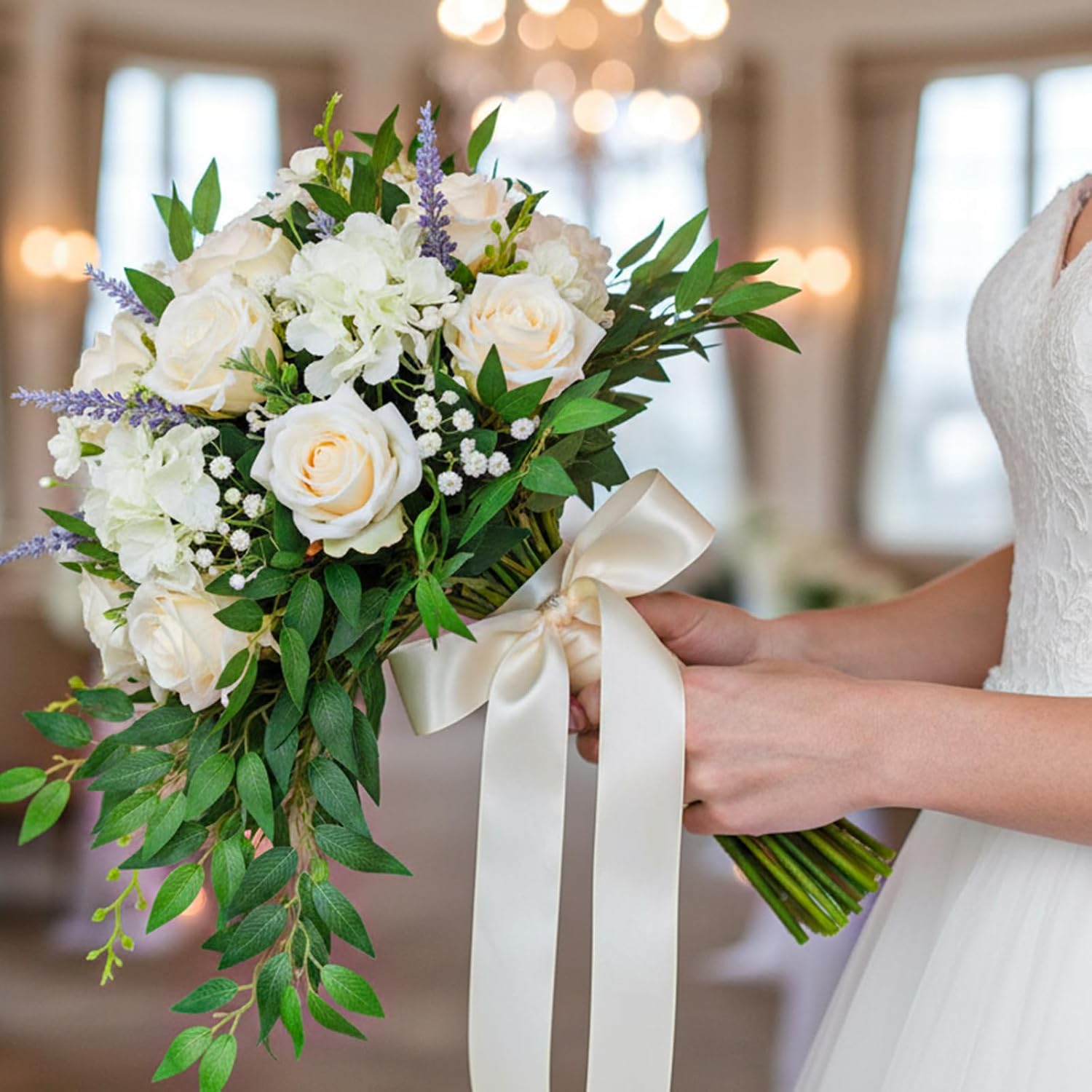 20 Pcs Artificial Italian Ruscus Greenery Stems, 20.9 Inch Silk Green Leaf Garland Spray for Wedding Arch Bouquet Table Centerpiece Home Decor - Image 5