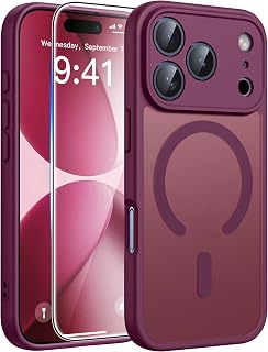 FNTCASE for Phone 18-Pro Case/Phone 17 Pro Case Wine Red Translucent | Fit for MagSafe, Screen Protector, Magnetic Camera Protection Slim Cases,14FT Military Grade Drop Tested, Protective Cover