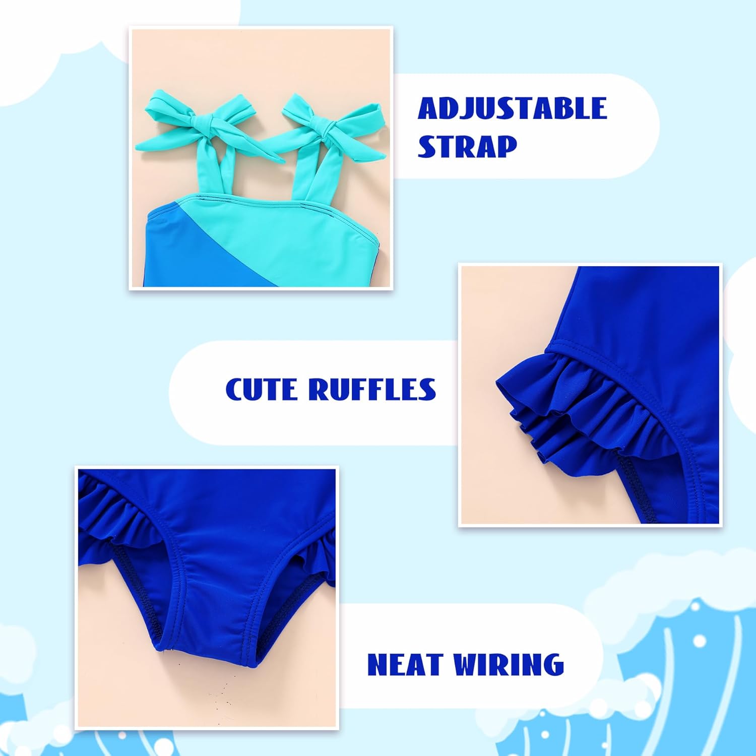 YOUNGER TREE Toddler Swimsuit Girl Color Block Stripe One-Piece Swimwear Baby Girl Bathing Suits - Image 4