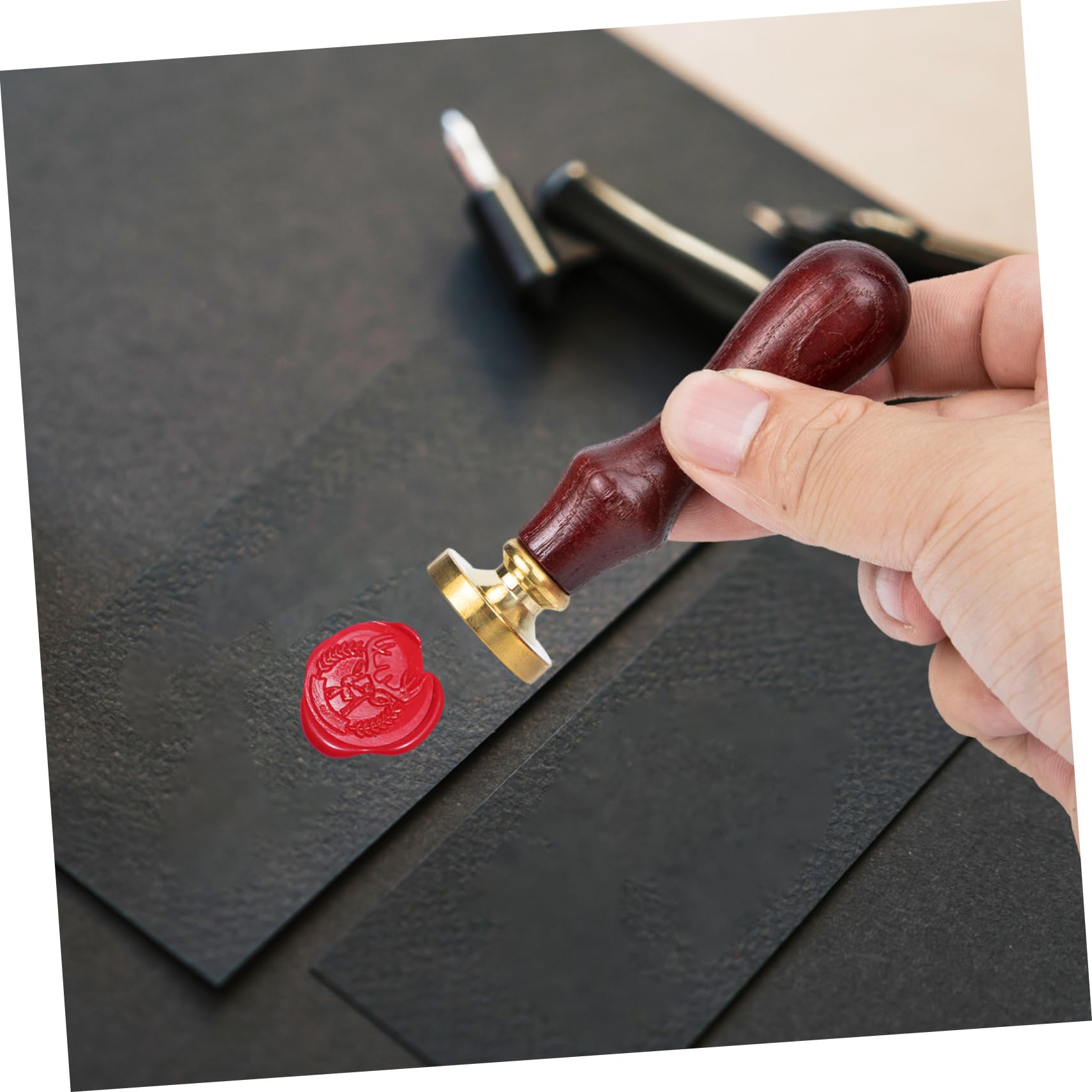 VILLCASE 2sätze Weihnachts-wachssiegel Stempel Mit Abnehmbarem Kopf Holzgriff Und Kupferkopf Für -dekoration Neujahrsgeschenke Und Kreative Bastelprojekte
