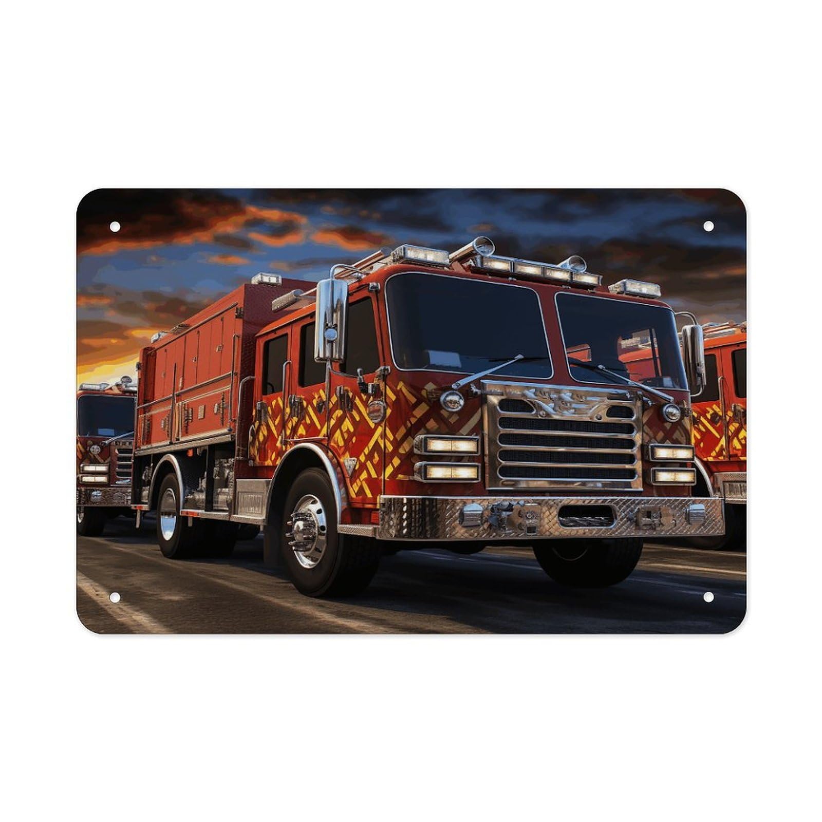 Fodpand Style Fire Truck Wall Art Metal Signs Tin Sign