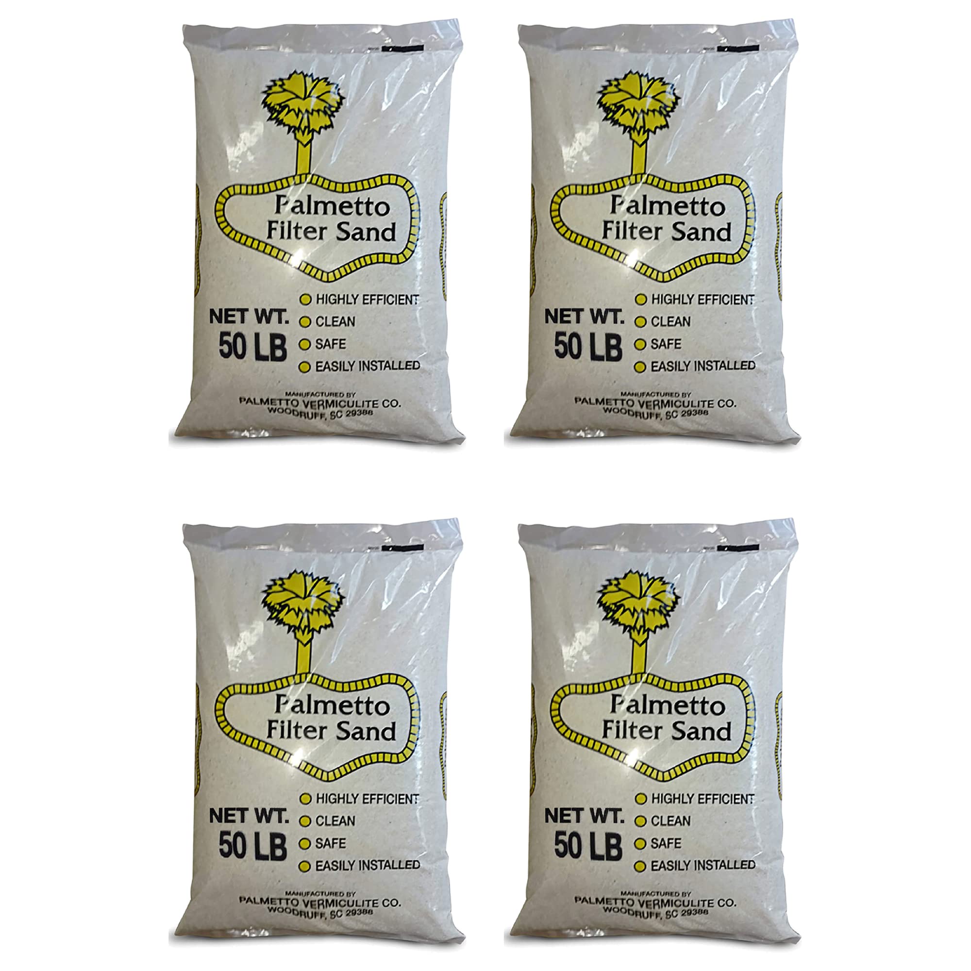 Palmetto 4 Pack Pool Filter Sand for Residential and Commercial Pumps, 50 lbs