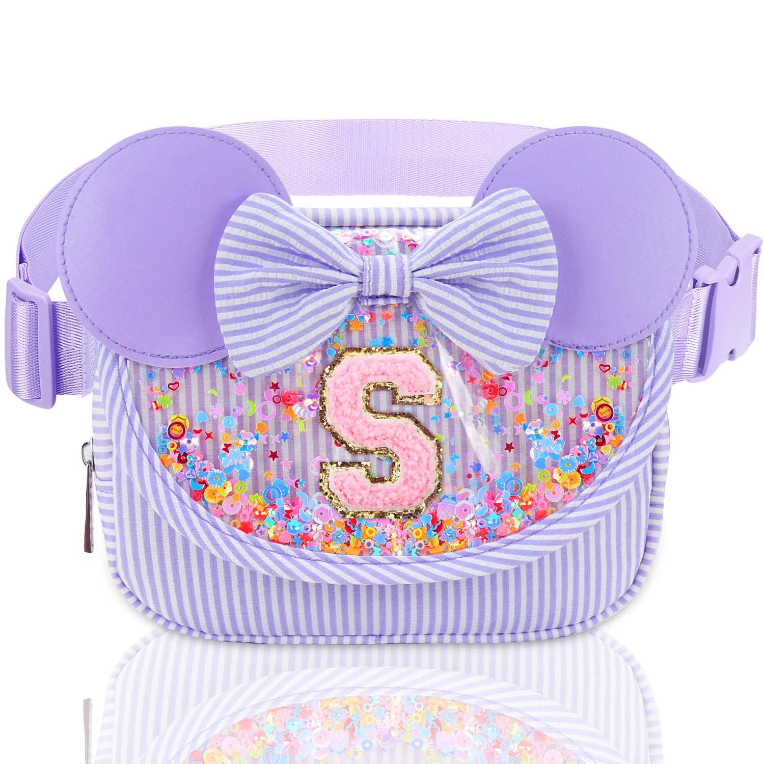 Initial Fanny Pack for Girls - Belt Bag for Teens Kid Teen Girl Kid Birthday Gift Stripe Purple S