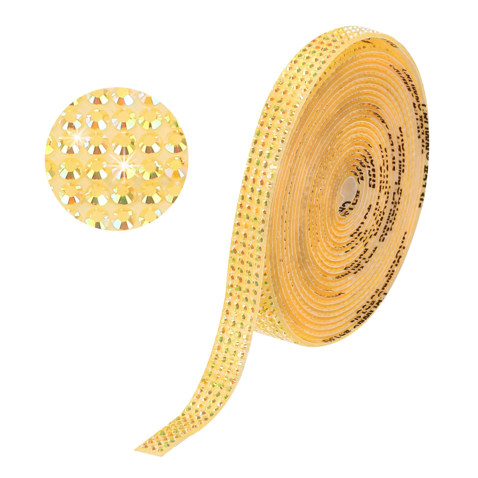 Sourcing Map Rhinestone Strips, 3 Yard x 0.315 Inch, Orange AB, Adhesive Rhinestone Ribbon Bling Tape for DIY Crafts, Decorating, Heat-Resistant