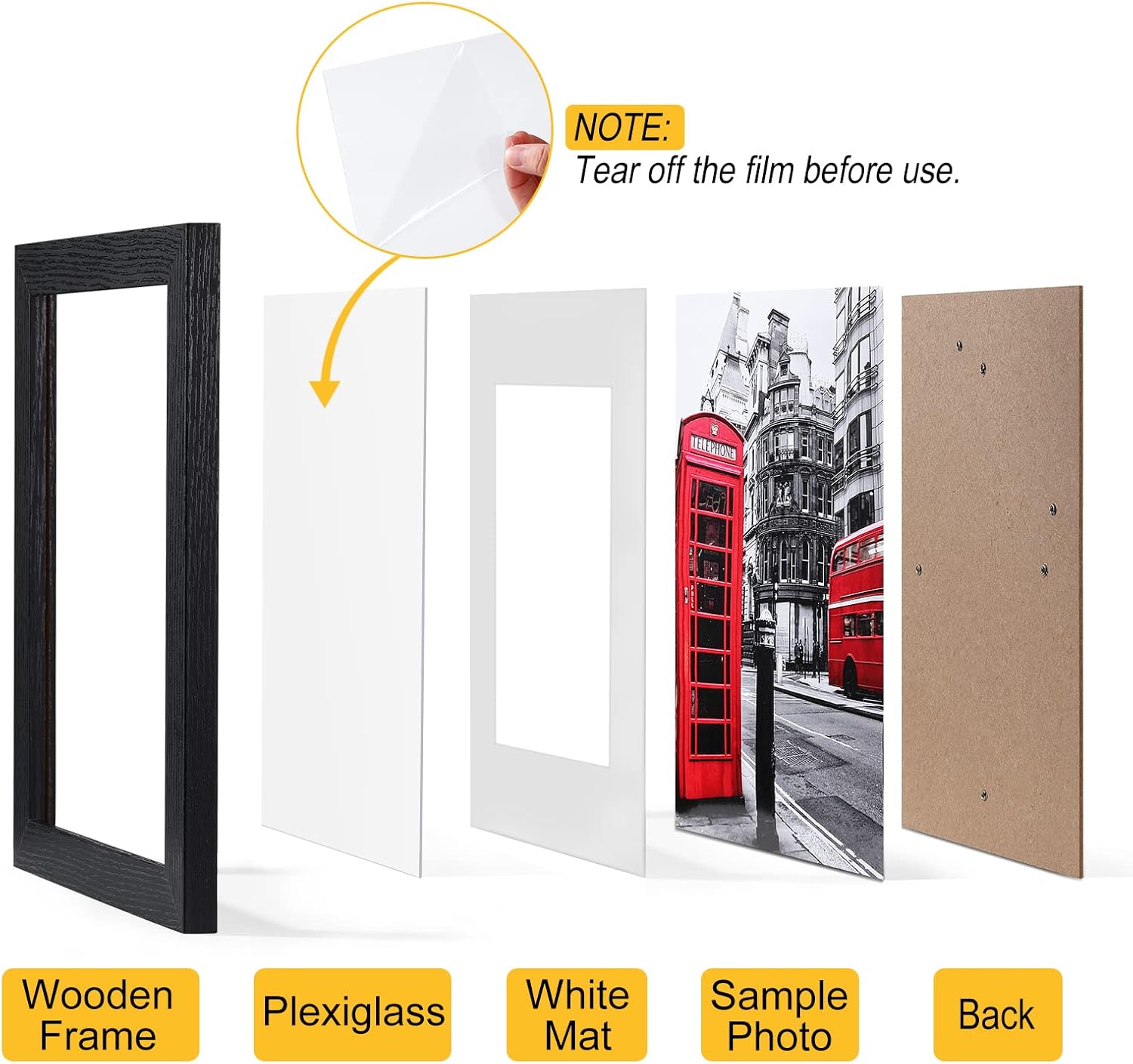 LANDNEOO 8x10 Picture Frame Black, [6 Pack] Woodgrain Wider Frames, Display Pictures 5x7 with Mat or 8x10 Without Mat, Picture Frames Collage Wall Decor or Table Top Display