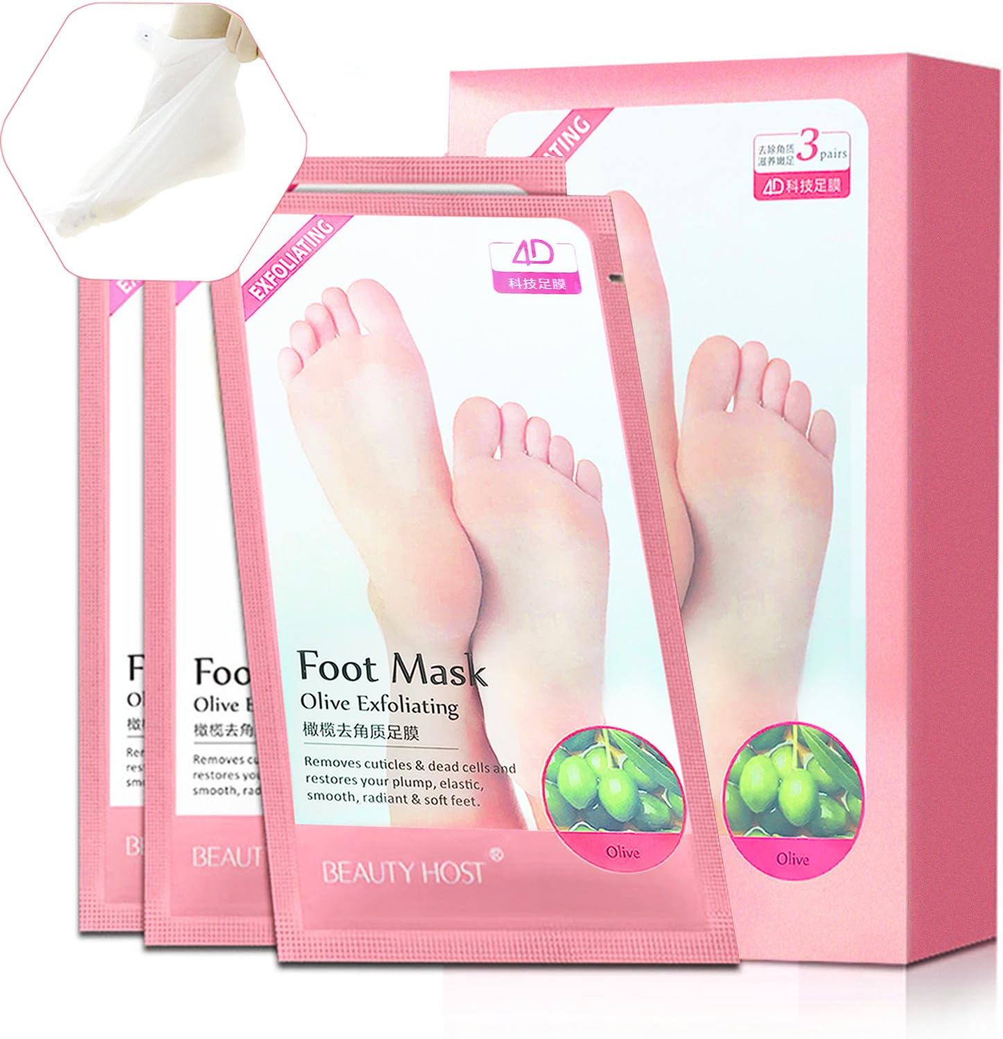 MINPE Fuß Peeling Maske, 3 Paar Premium Fußmaske zur Entfernung von Hornhaut Peeling Socken, 7 Tage für Babyfüße