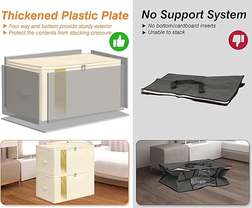Miniatura 4 de boailydi Contenedor grande de almacenamiento de ropa de 60 L, almacenamiento de edredón con asas duraderas, caja de almacenamiento de manta de