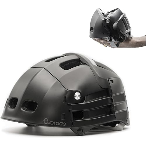 Overade Plixi Foldable Helmet - for Bike, Kick Scooter, e-Bike - Volume Divided by 3 when Folded- Same Protection as Classic Helmet