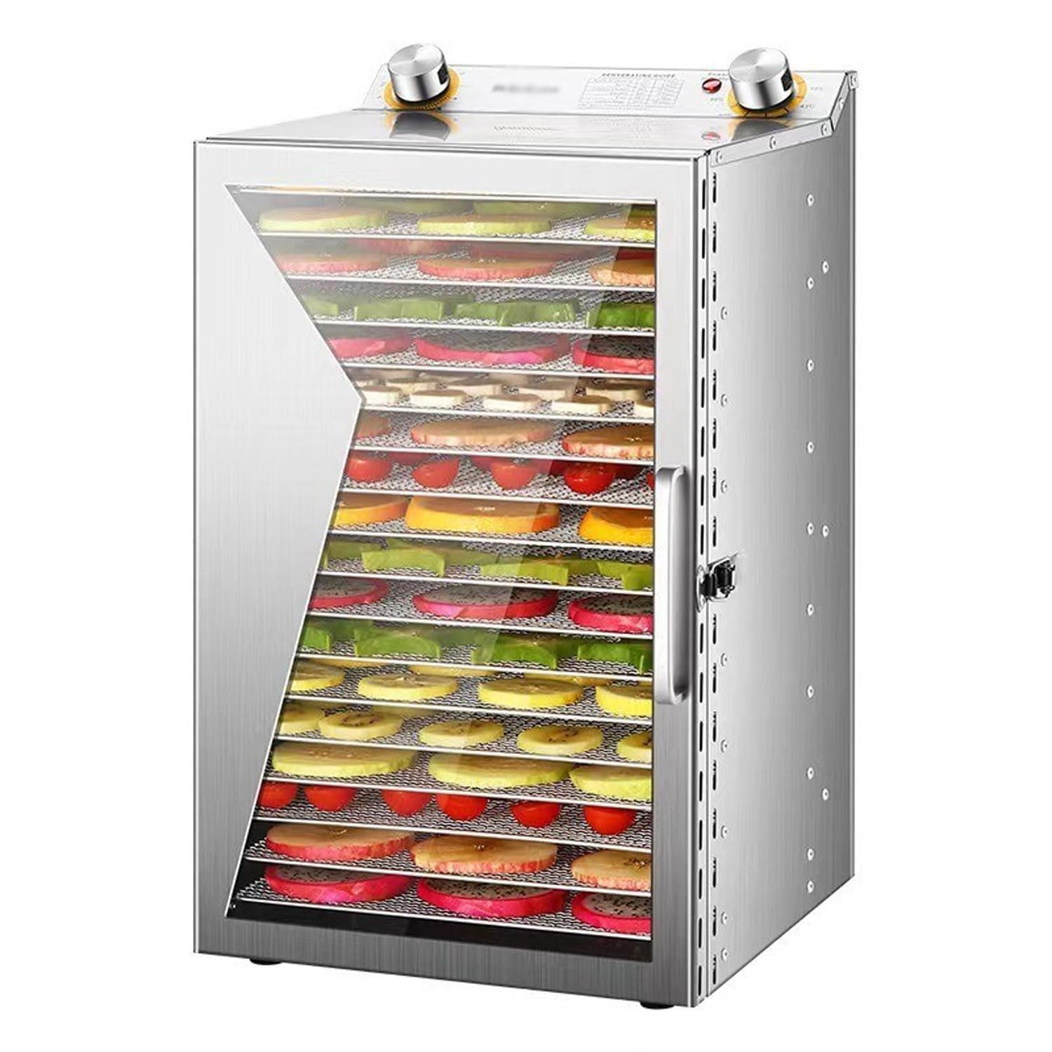 Liofilizador De 18 Capas, Secador De Alimentos Comercial De Acero Inoxidable De 650 W con Secado por Aire 360°, Tiempo: 0-12 H, 35-90 ℃ Control De Temperatura, para Supermercados, Restaurantes