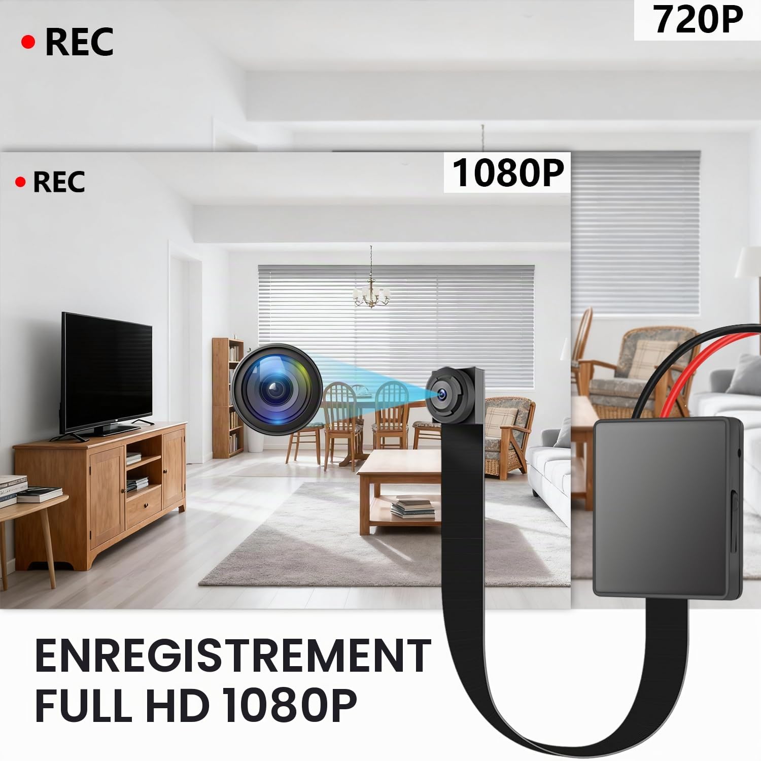 Caméra Espion 1080p Mini cachée OTADUG avec Microphone et Carte SD 16 Go