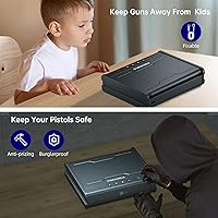Vista 4 de Caja de seguridad para armas, caja de seguridad biométrica para pistolas de mano, caja de seguridad para pistolas con teclado retroiluminado