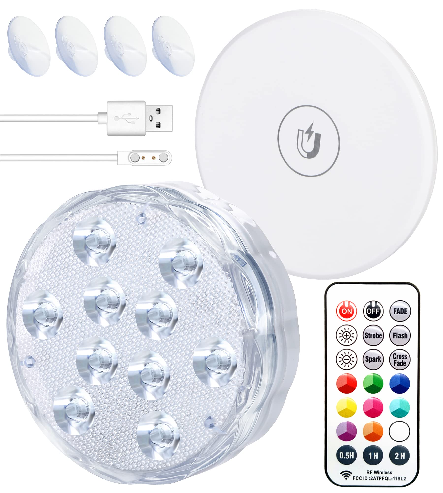 Lumière Piscine, Lampe Piscine Rechargeable Entièrement Scellée, Eclairage Piscine LED 25 Rgb Couleur, Étanche Ipx8 Éclairage Pour Plan D'Eau Convient Pour Jardin, Baignoire, Spa, Vase (1 Pc)