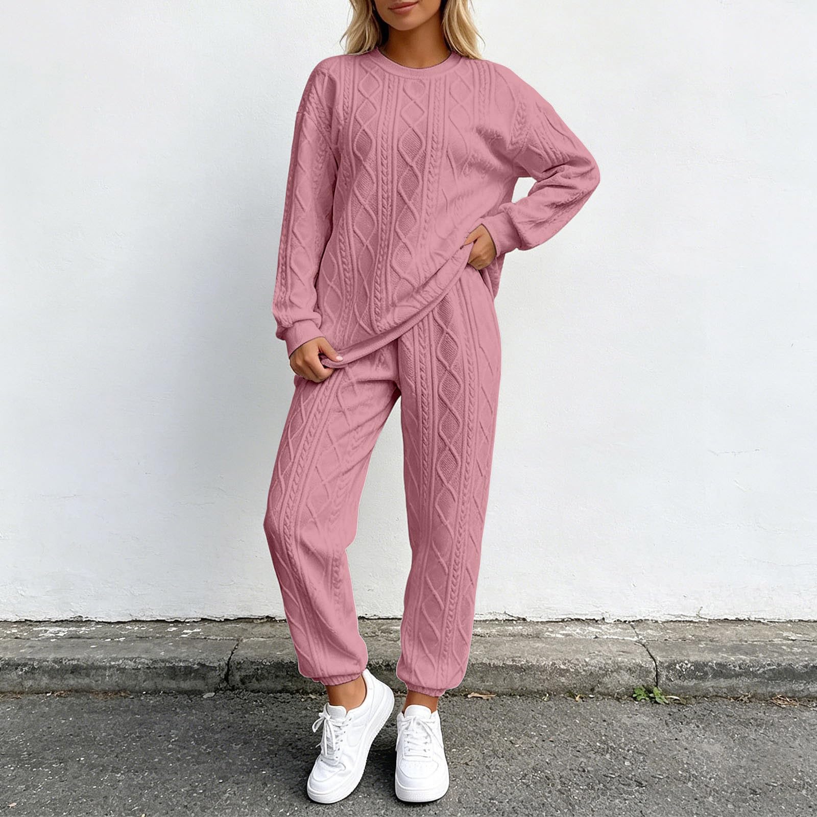 Generisch Jogginganzug Damen Set Trainingsanzug Zweiteiler Hosenanzug Damen Sportlich Freizeitanzug Elegant Tracksuit Sportanzug Jogging Anzug Set Sportswear Für Running Yoga Gym