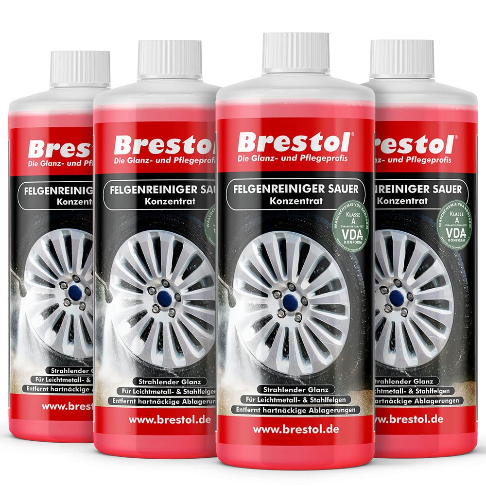 Brestol Lot de 4 nettoyants concentrés pour Jantes en Aluminium, Jantes en Acier, Jantes de Voiture, Jantes en Alliage, Jantes en Alliage, Jantes en Aluminium, Jantes de Voiture