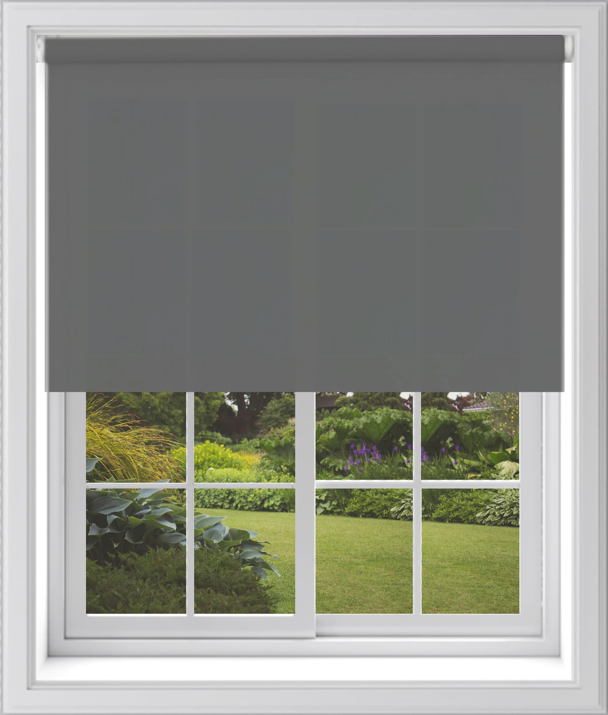 Dark Grey Plain Dim Out Fabric Roller Blind Made To Measure Maximum of 90cm Width All Fitting Included Easy FIt Child Safe — image 1