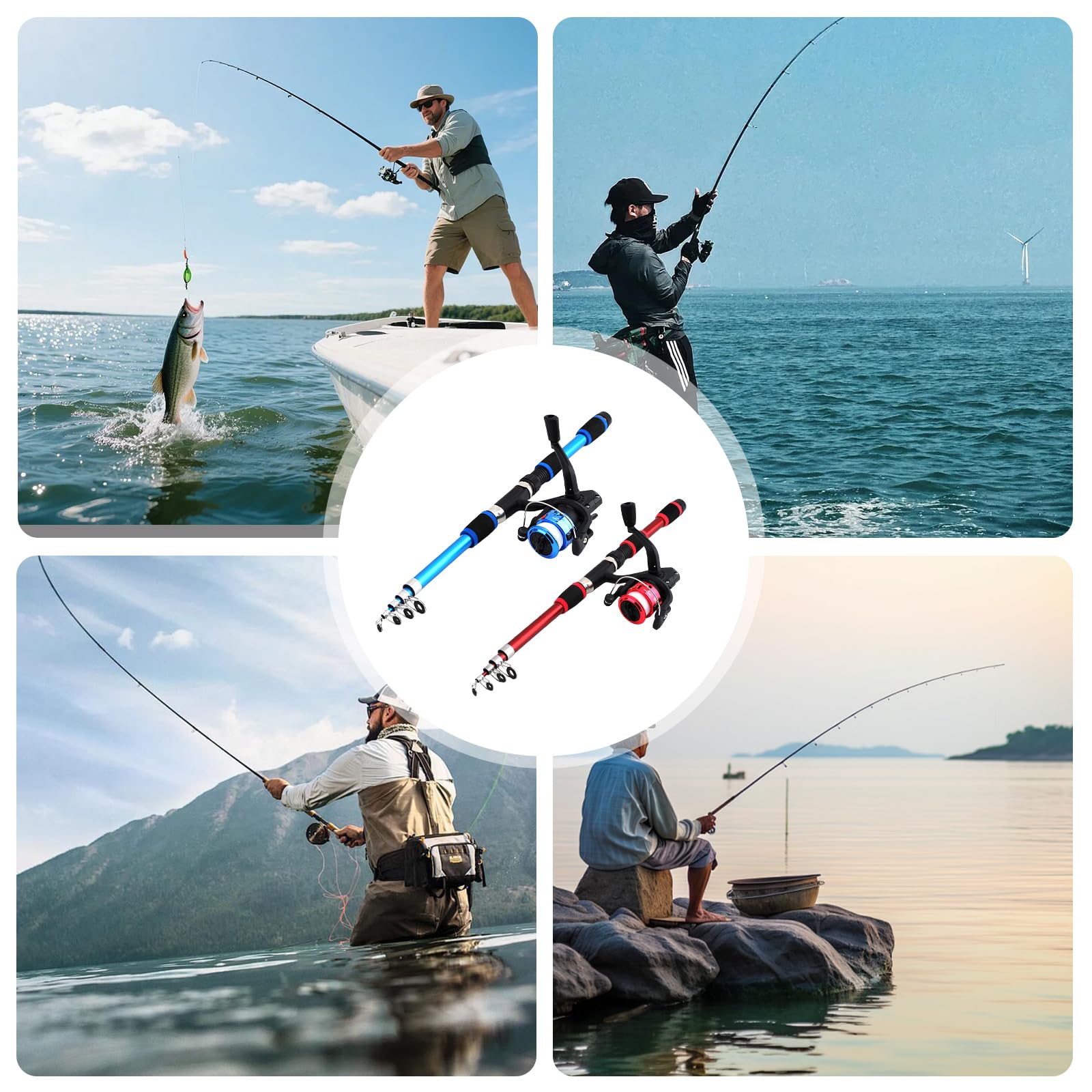 Kit de Canne à Pêche pour Enfants 180cm Télescopique avec Moulinet Spincast pour Débutants