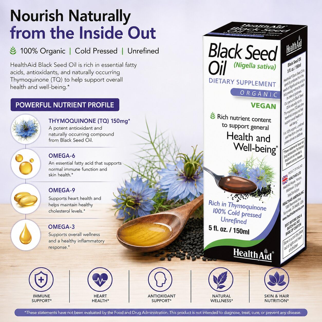 Amazon.com: HealthAid Black Seed Oil – Organic, Cold-Pressed